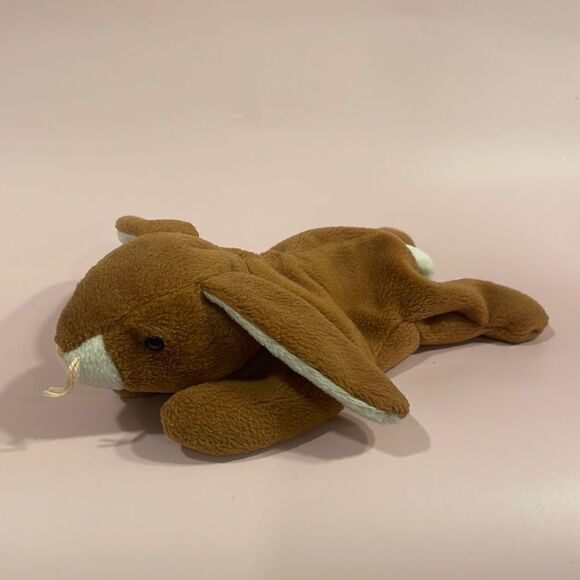 Vintage Original Ty Beanie Baby Ears the Brown and White Rabbit Good Used Cond… - Picture 1 of 10